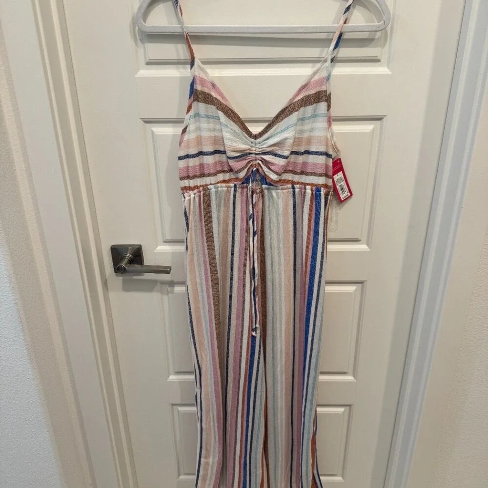 Xhilaration Cropped Multi Color‎ Striped Jumpsuit Size Large - Picture 2 of 9